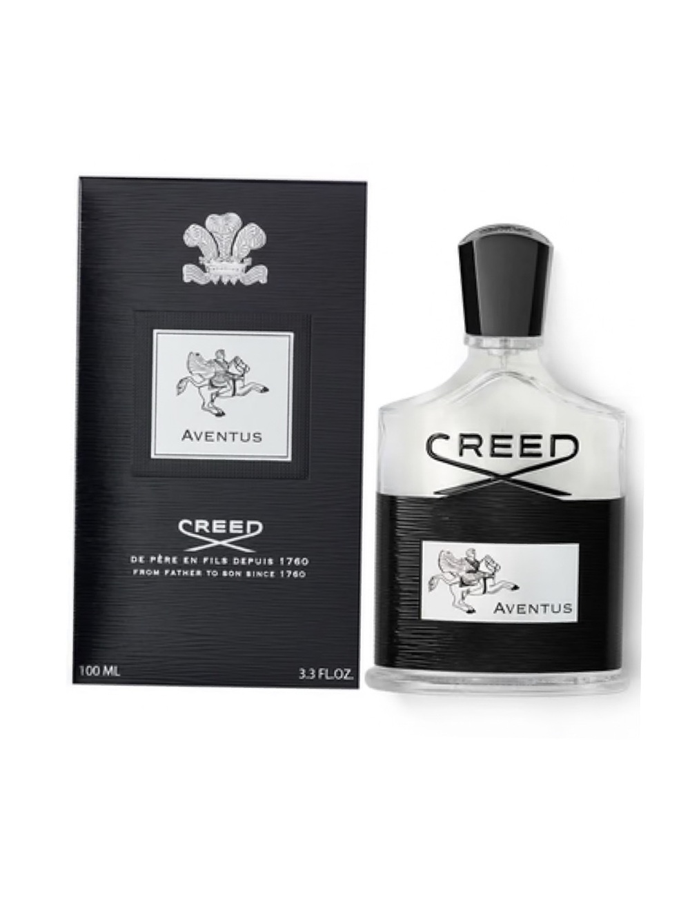 New Creed Aventus Bottle in Black and Silver Accents